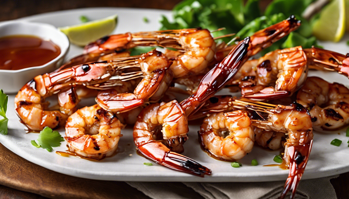 Honey Sriracha Glazed Grilled Shrimp