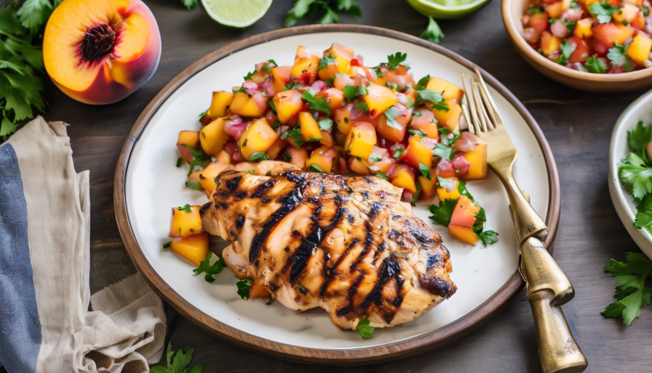 Grilled Chicken with Peach Salsa